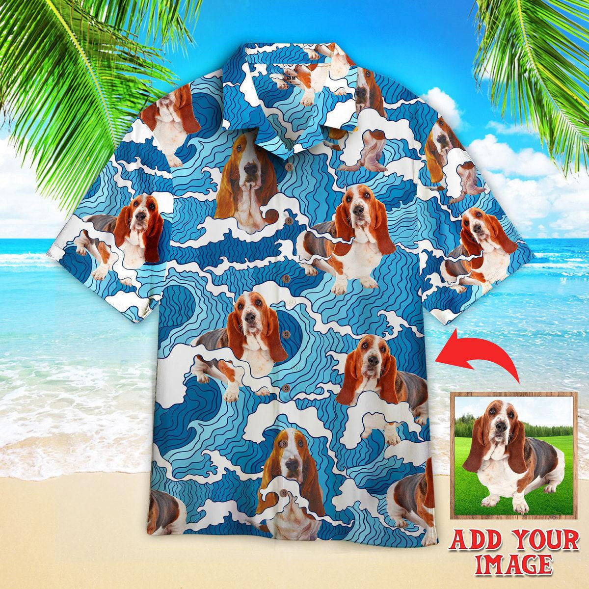 litzzy Basset Hound Dog Custom Hawaiian Shirt, Custom Animal Hawaiian Shirt, Personalized Hawaiian Shirts, Custom Photo Hawaiian Shirt Hawaii Shirt   