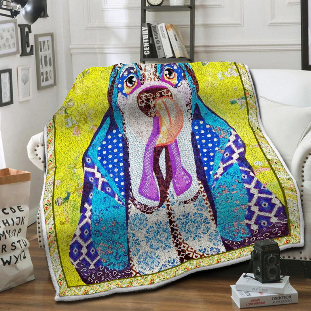 litzzy Basset Hound Dog Fleece Blanket HST19101622 fleece blanket   