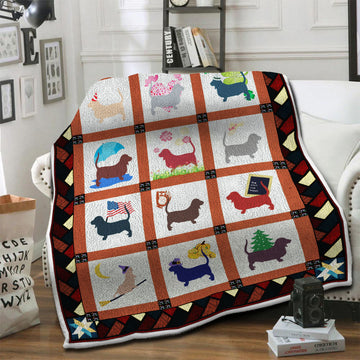 litzzy Basset Hound Fleece Blanket HST1910519 Fleece Blanket   