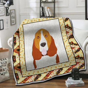 litzzy Basset Hound HQT1610416 Fleece Blanket Fleece Blanket   