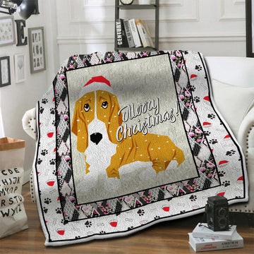 litzzy Basset Hound HQT1610417 Fleece Blanket Fleece Blanket   