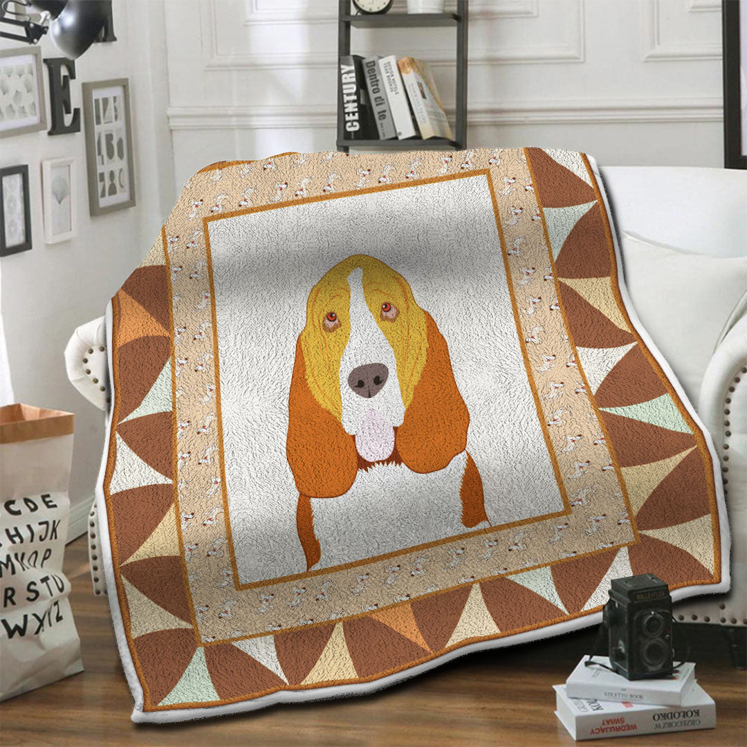 litzzy Basset Hound HQT1610418 Fleece Blanket Fleece Blanket   