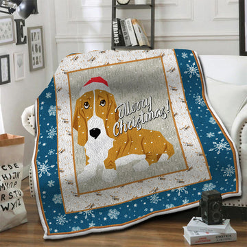 litzzy Basset Hound HQT1610419 Fleece Blanket Fleece Blanket   