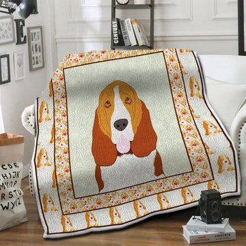 litzzy Basset Hound HQT1610420 Fleece Blanket Fleece Blanket   