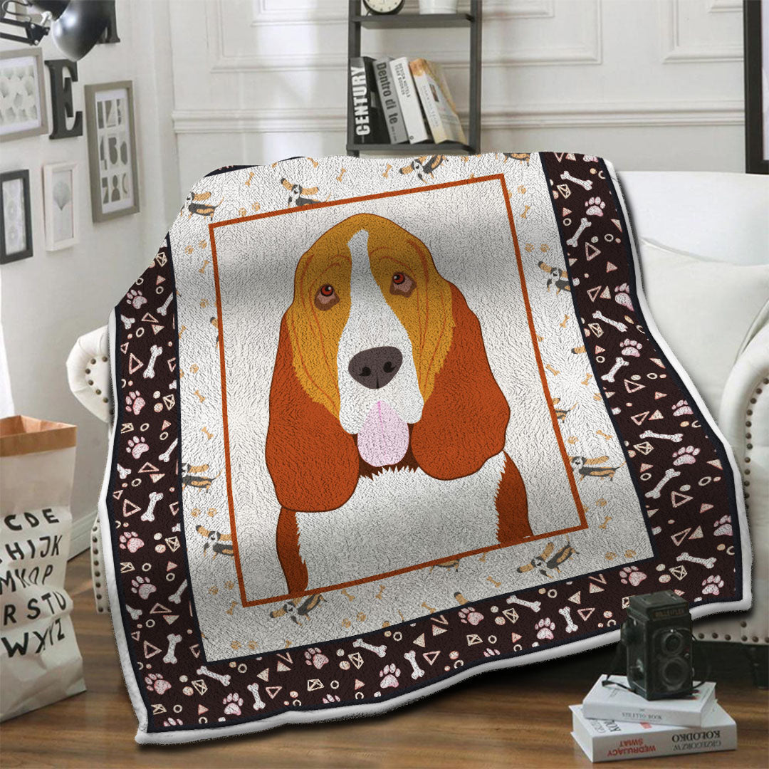 litzzy Basset Hound HQT1610422 Fleece Blanket Fleece Blanket   
