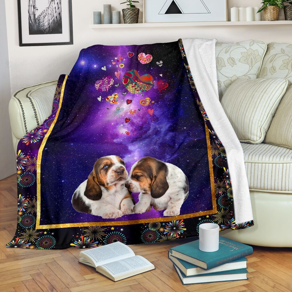 litzzy Basset Hound Love Christmas Gift Fleece Blanket DHC030120815TD Sherpa Fleece Blanket   