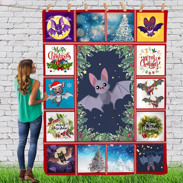 litzzy Bat Gorgeous Merry Christmas Animal Reindeer Xmas TH0911054CL Sherpa Fleece Blanket Sherpa Fleece Blanket   