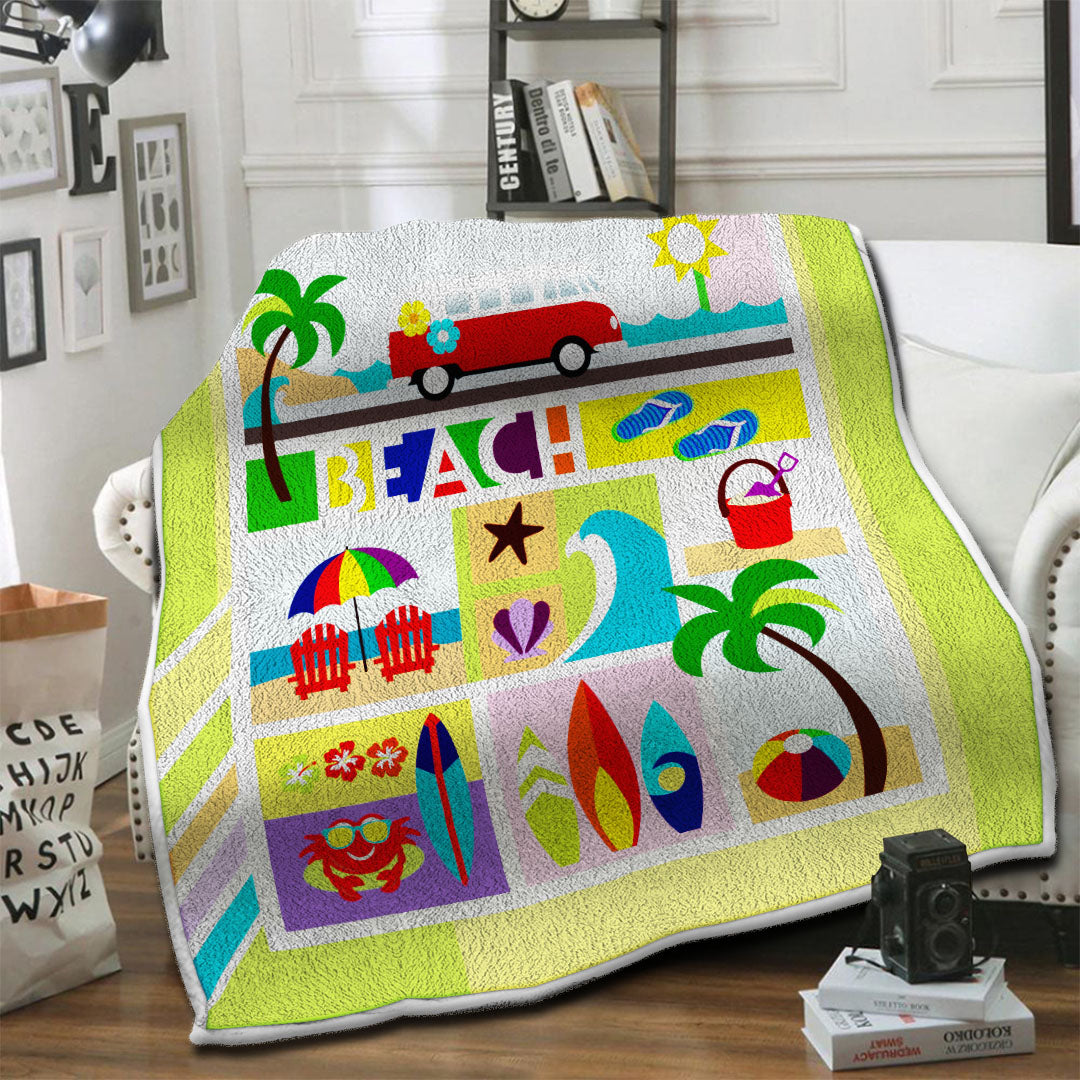 litzzy Beach Fleece Blanket HST19103577 Fleece Blanket   