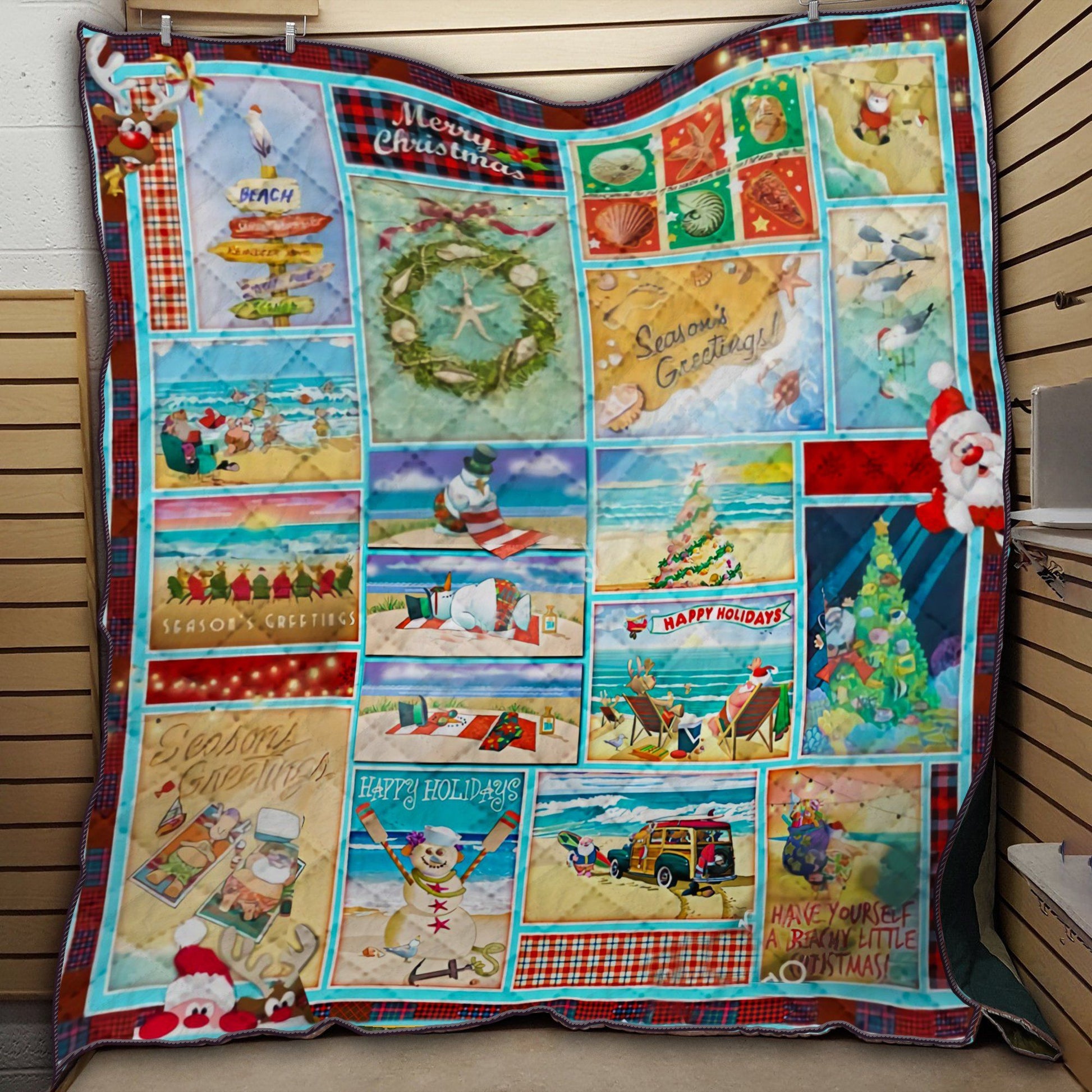litzzy Beach And Christmas CLH1612012Q Fleece Blanket Quilt Blanket   
