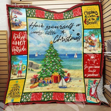 litzzy Beach Christmas CL15100009MDQ Fleece Blanket Quilt Blanket   