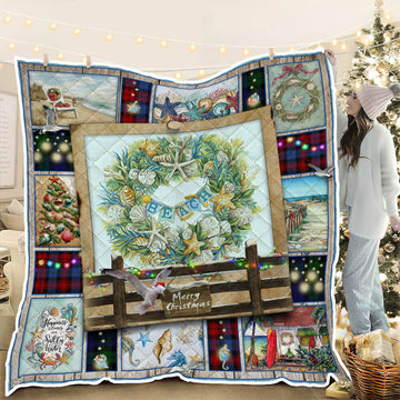 litzzy Beach Christmas DAC171118 Fleece Blanket Quilt Blanket   