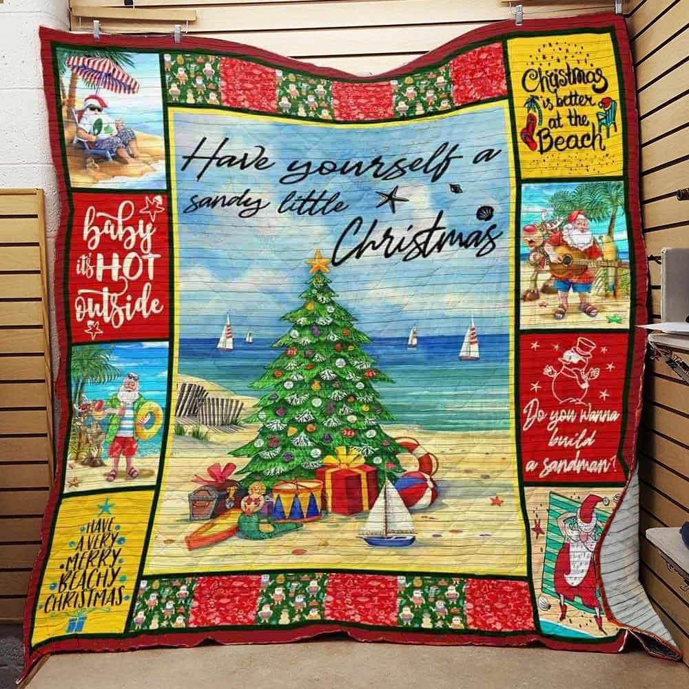 litzzy Beach Christmas Fleece Blanket ABC07112428 Quilt Blanket   