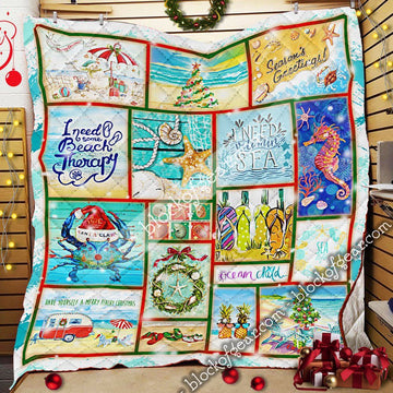 litzzy Beach Life Christmas GS-CL-NT0611 Fleece Blanket Quilt Blanket   