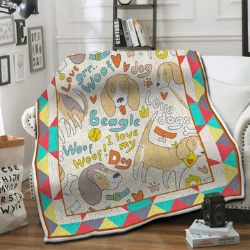 litzzy Beagle HQT1610423 Fleece Blanket Fleece Blanket   
