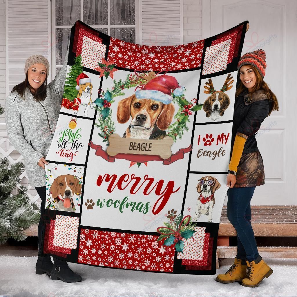 litzzy Beagle Christmas AM2810792CL Sherpa Fleece Blanket Sherpa Fleece Blanket   