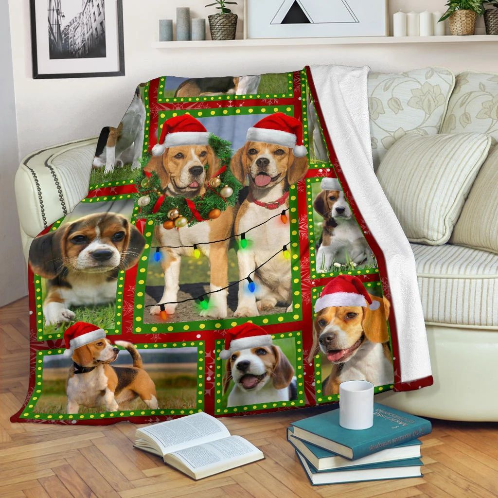 litzzy Beagle Christmas CL04120026MDF Sherpa Fleece Blanket Sherpa Fleece Blanket   