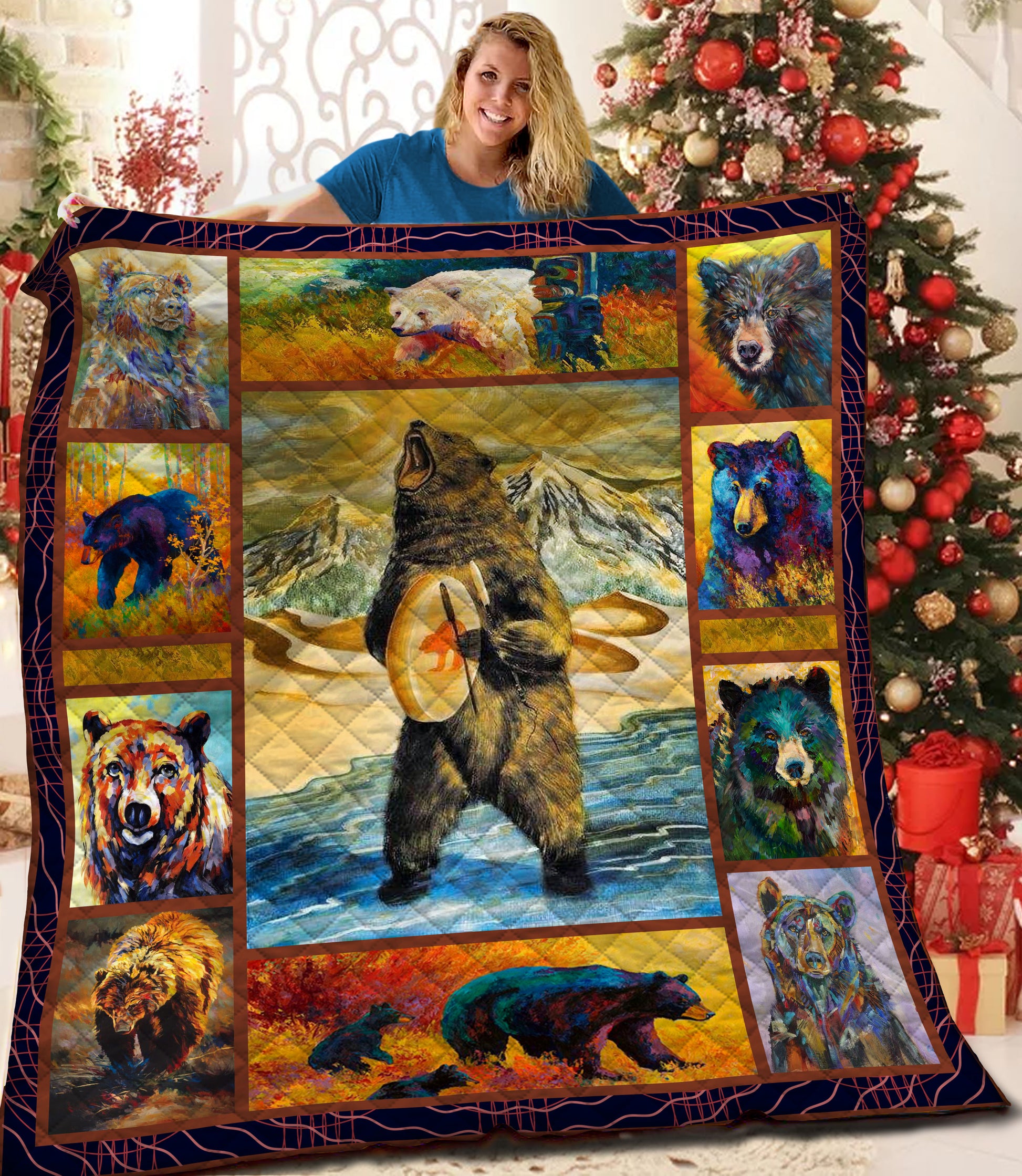 litzzy Bear Fleece Blanket HQT201147 Quilt Blanket   