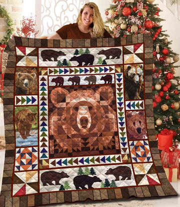 litzzy Bear STQ211004 Fleece Blanket Quilt Blanket   