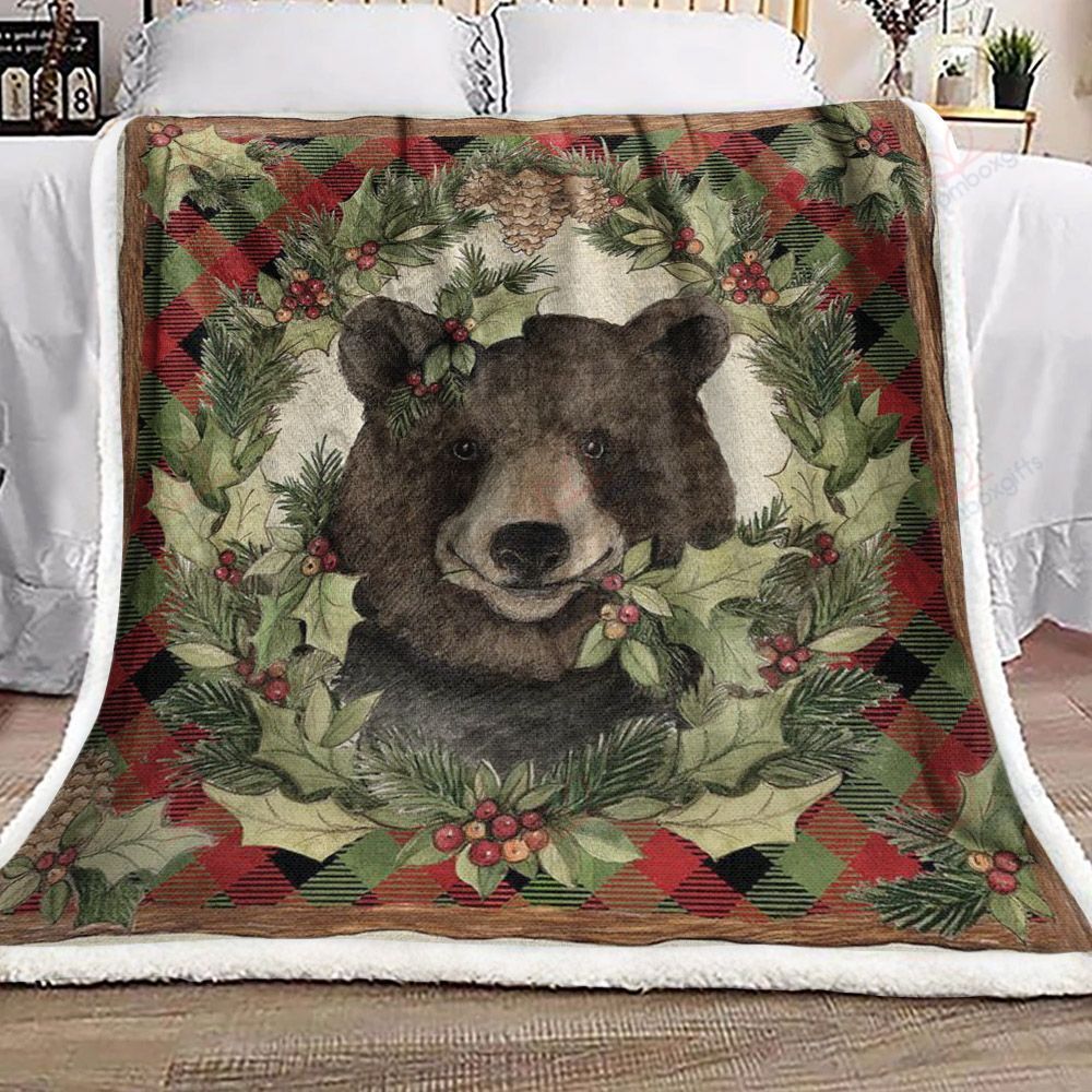 litzzy Bear Christmas AM2310430CL Sherpa Fleece Blanket Sherpa Fleece Blanket   