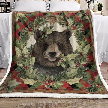 litzzy Bear Christmas AM2310430CL Sherpa Fleece Blanket Sherpa Fleece Blanket   