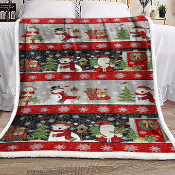 litzzy Bear Owl Snowman Santa Claus Christmas HN1510010F Sherpa Fleece Blanket Sherpa Fleece Blanket   