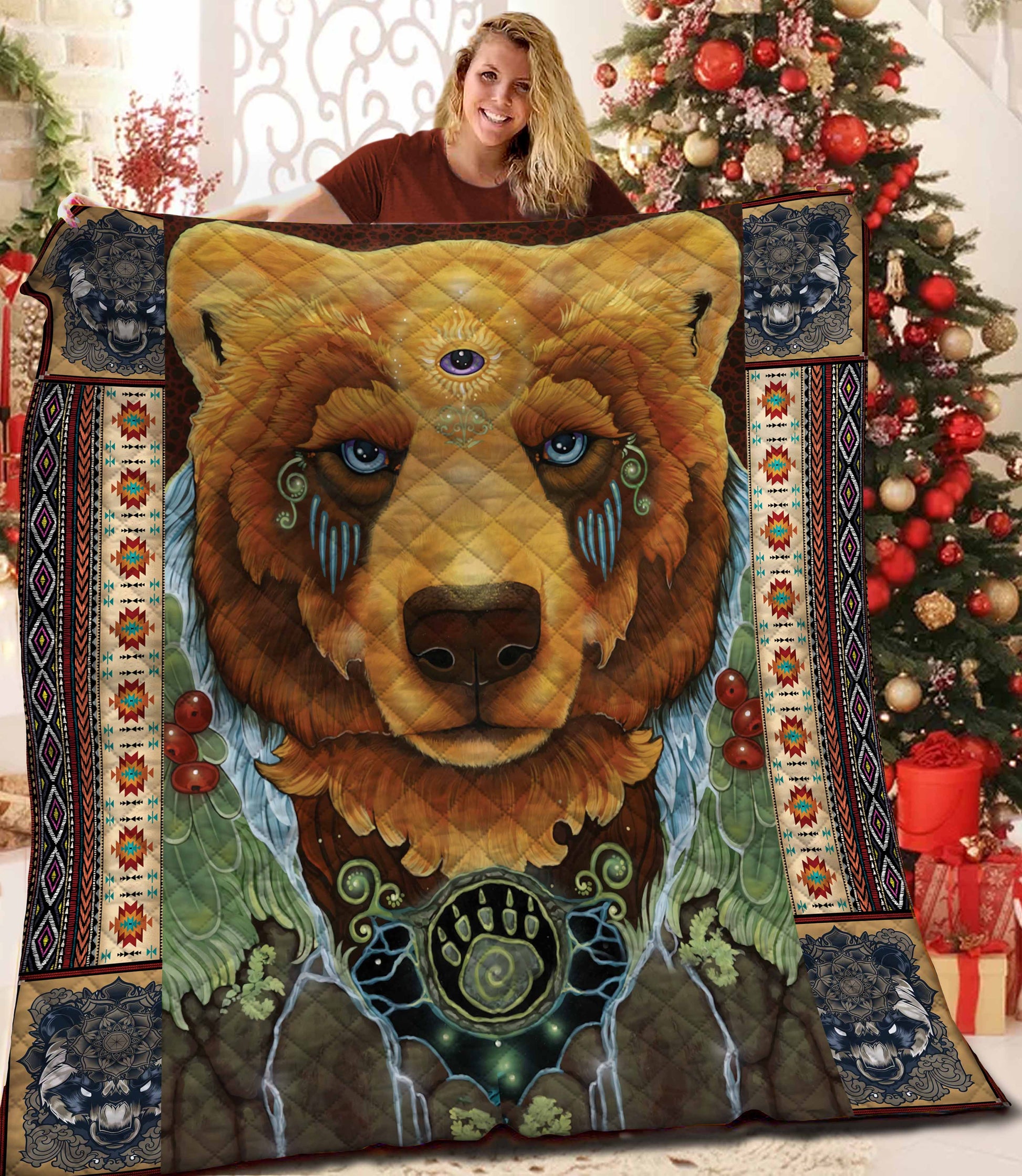 litzzy Bear Fleece Blanket STQ221002 Quilt Blanket   