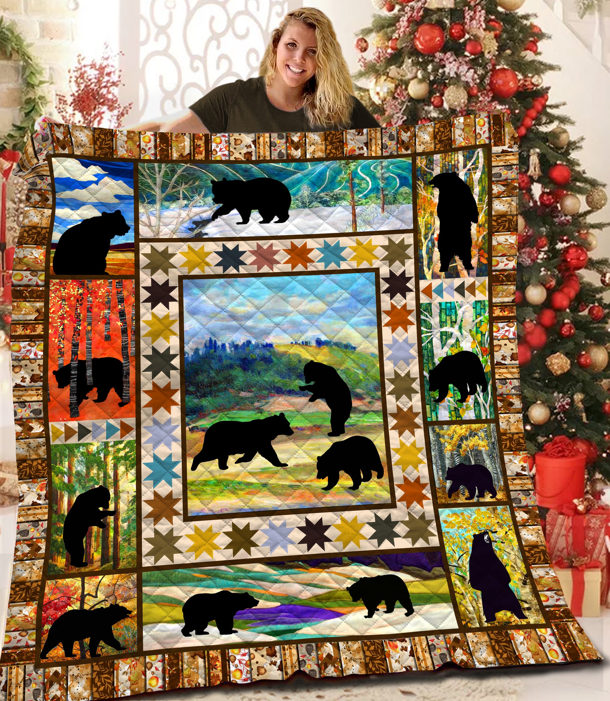 litzzy Bear Fleece Blanket STQ231002NB Quilt Blanket   