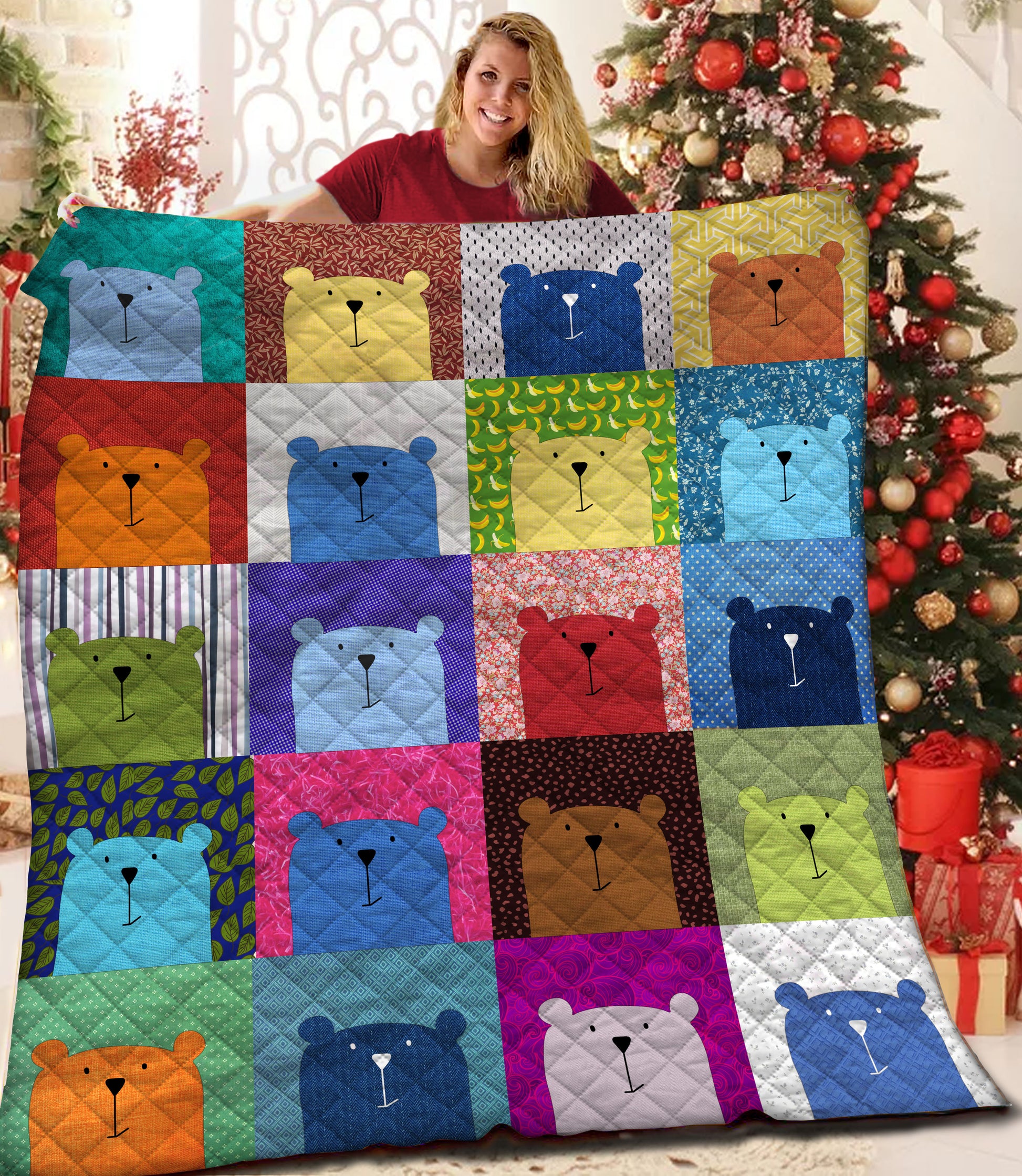 litzzy Bear Fleece Blanket HST19101629 Quilt Blanket   