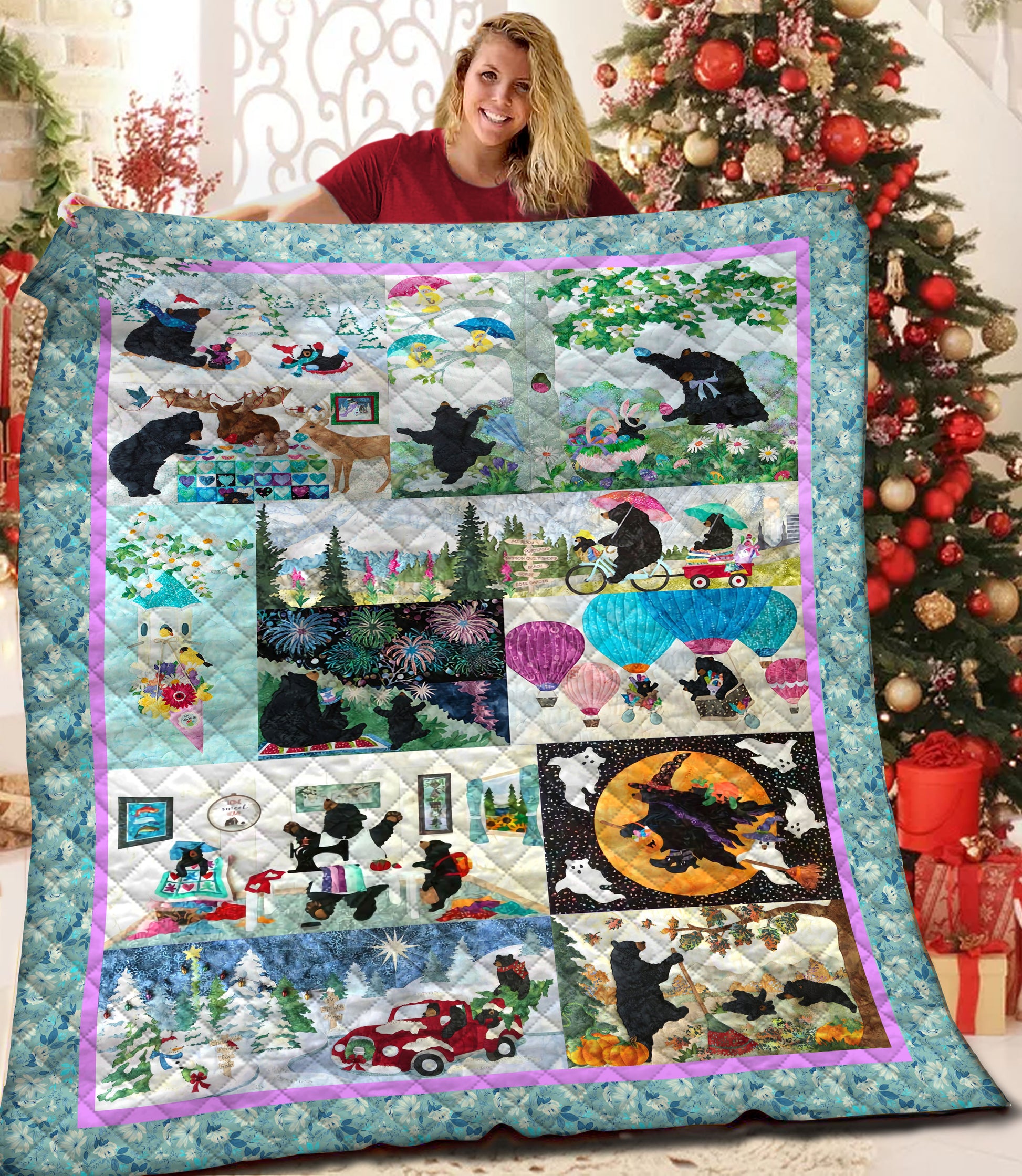 litzzy Bear Fleece Blanket HST19103584 Quilt Blanket   