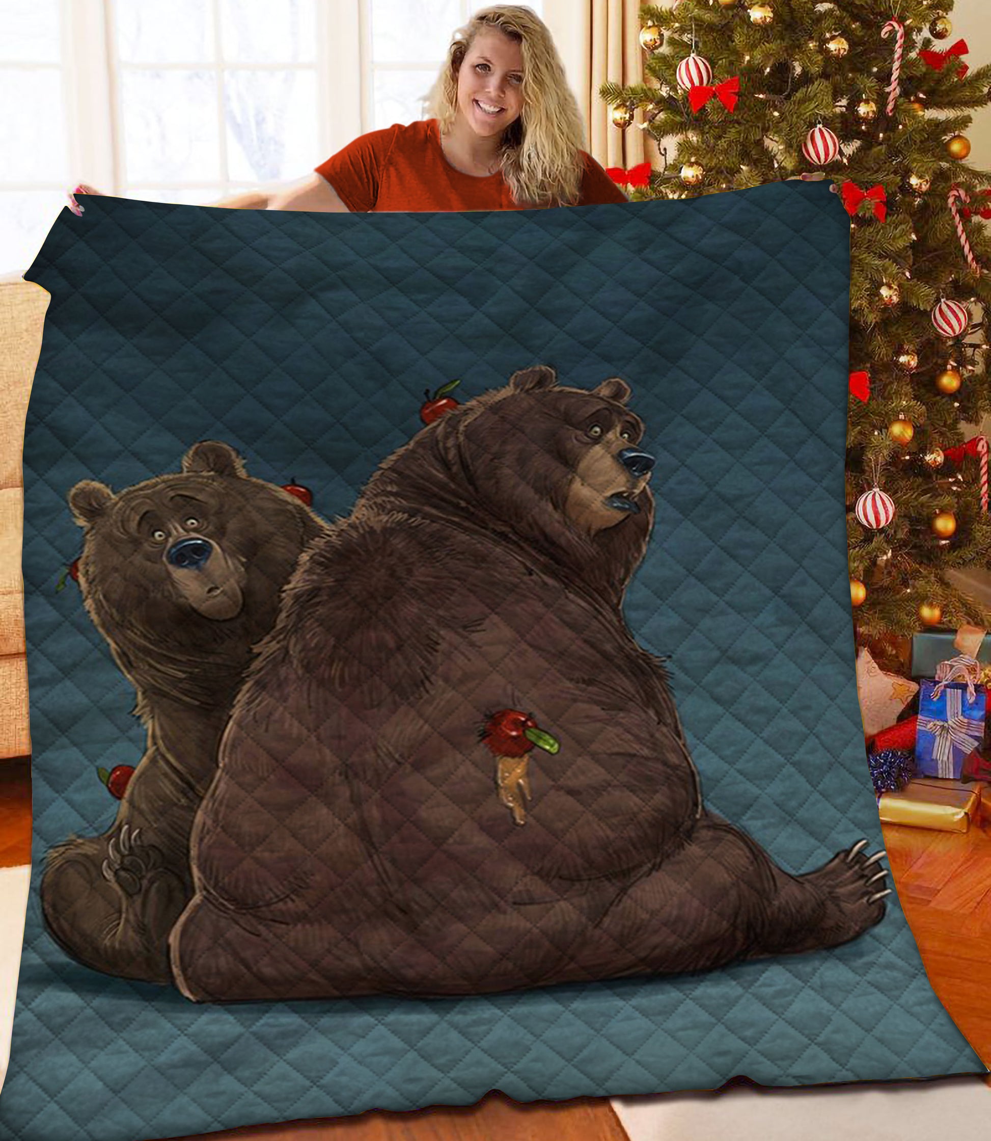 litzzy Bear Fleece Blanket HST25102001 Quilt Blanket   