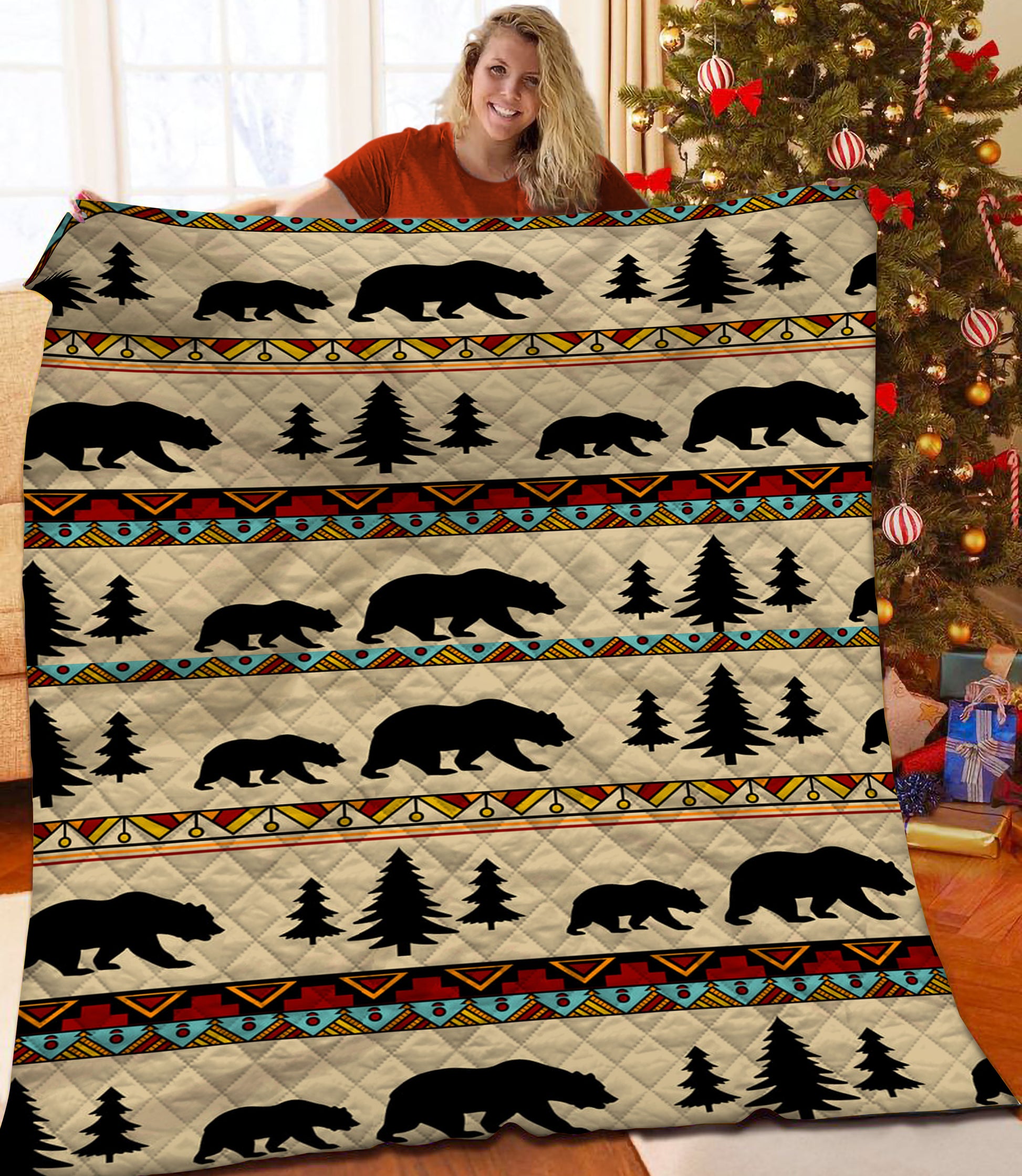 litzzy Bear Fleece Blanket HST25102002 Quilt Blanket   
