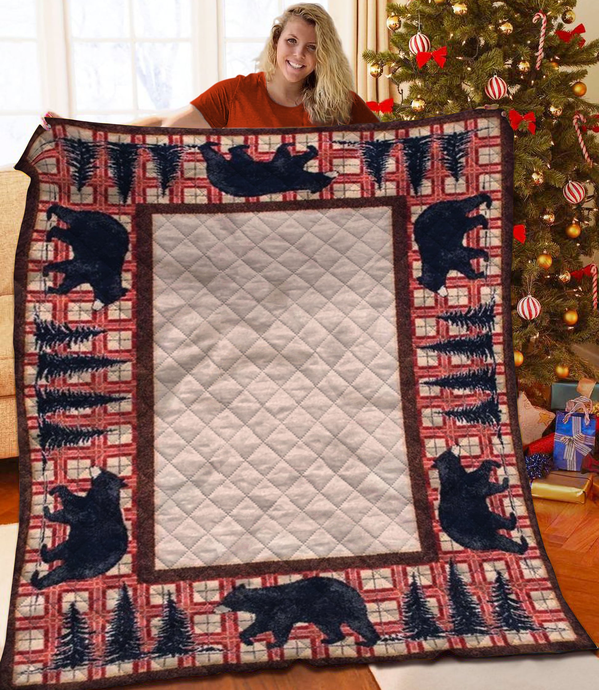 litzzy Bear Fleece Blanket HST25102003 Quilt Blanket   