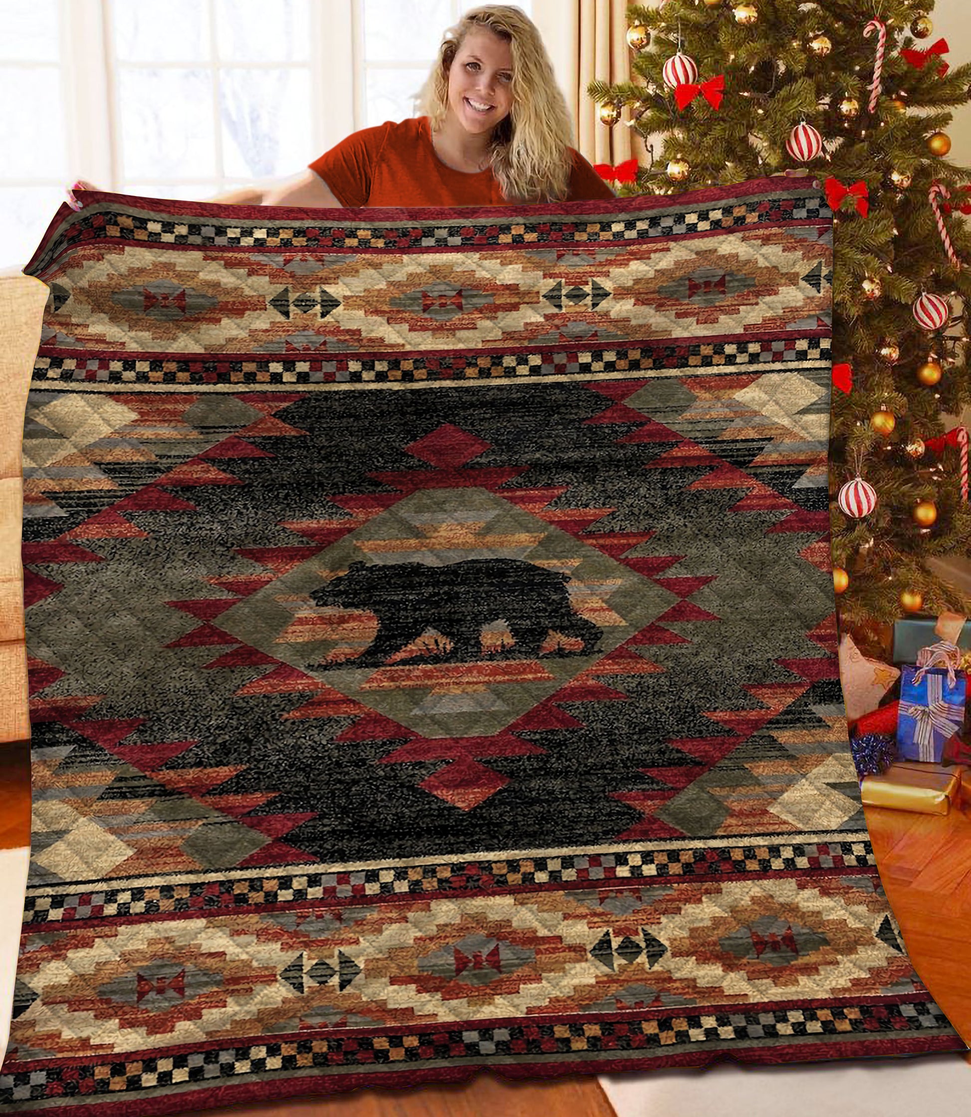 litzzy Bear Fleece Blanket HST25102004 Quilt Blanket   