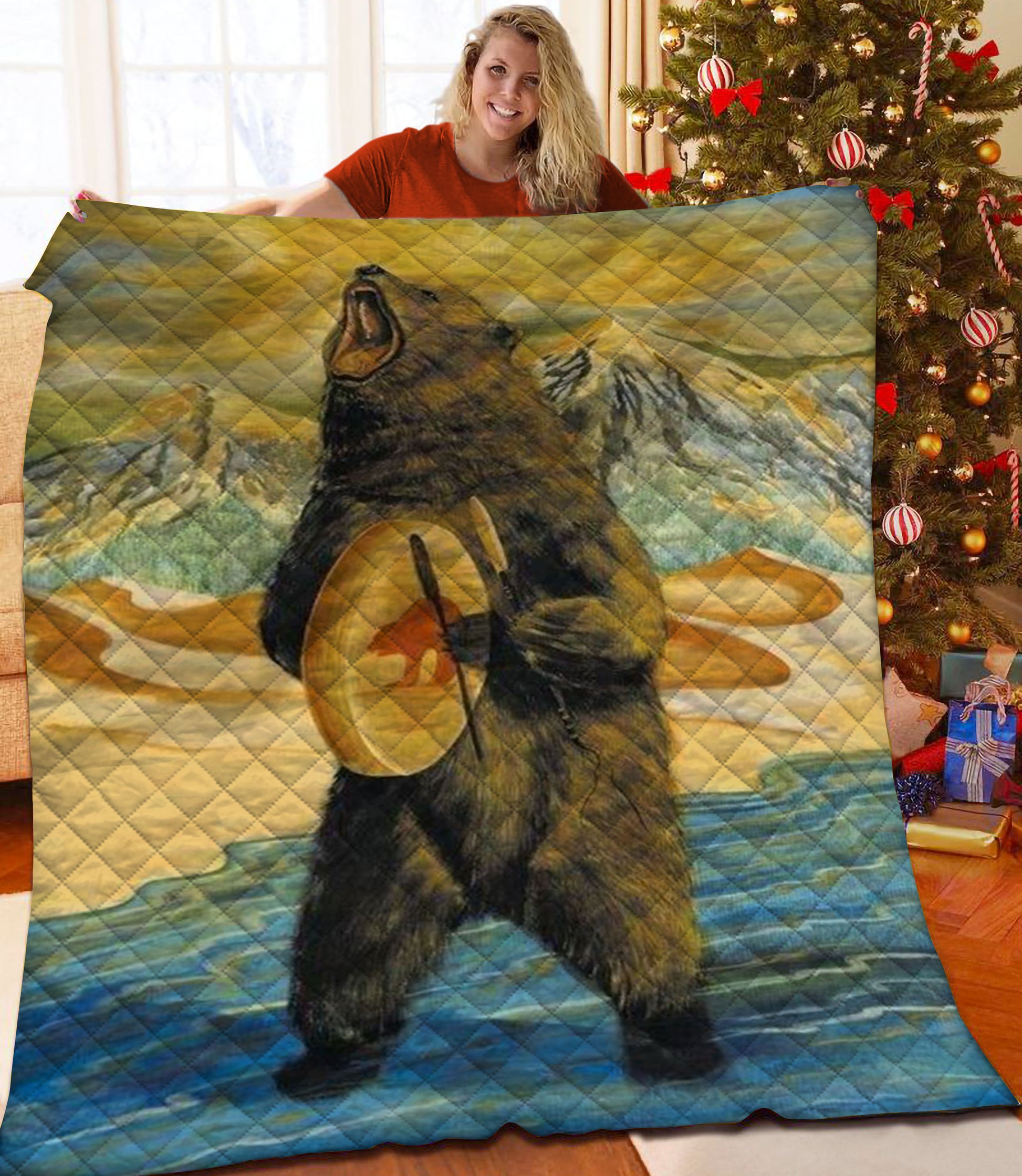 litzzy Bear Fleece Blanket HST25102008 Quilt Blanket   