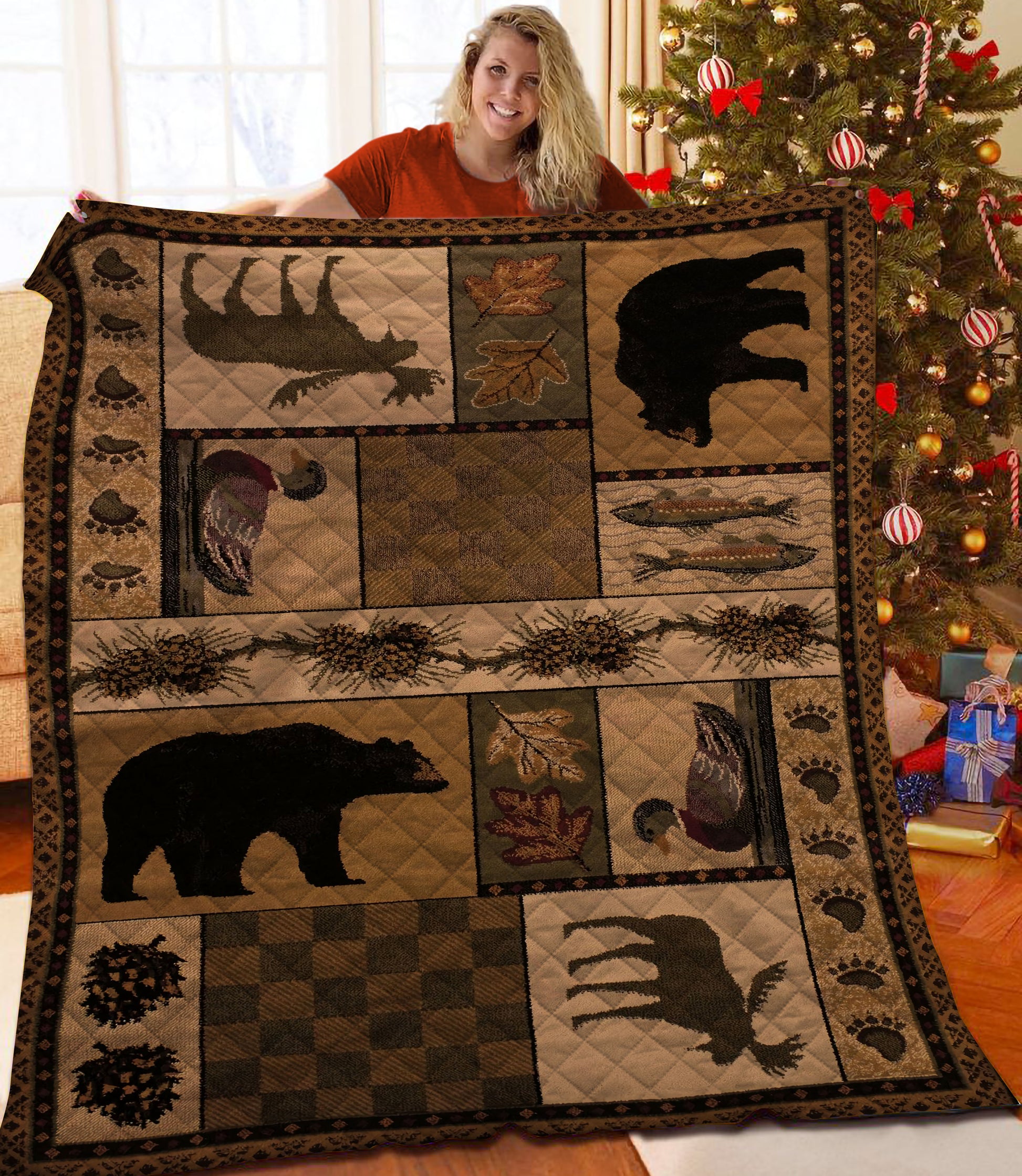 litzzy Bear Fleece Blanket HST25102010 Quilt Blanket   