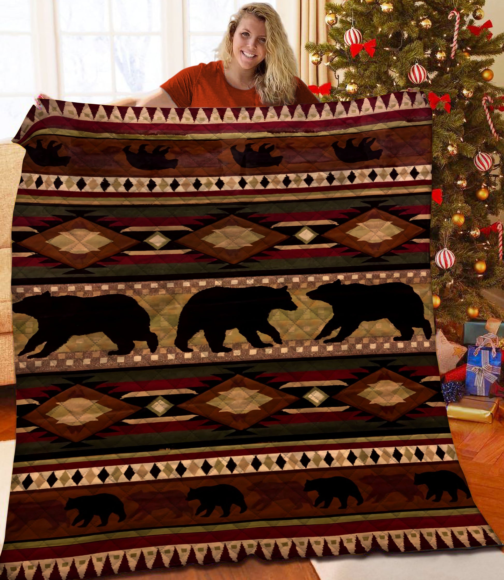 litzzy Bear Fleece Blanket HST25102012 Quilt Blanket   
