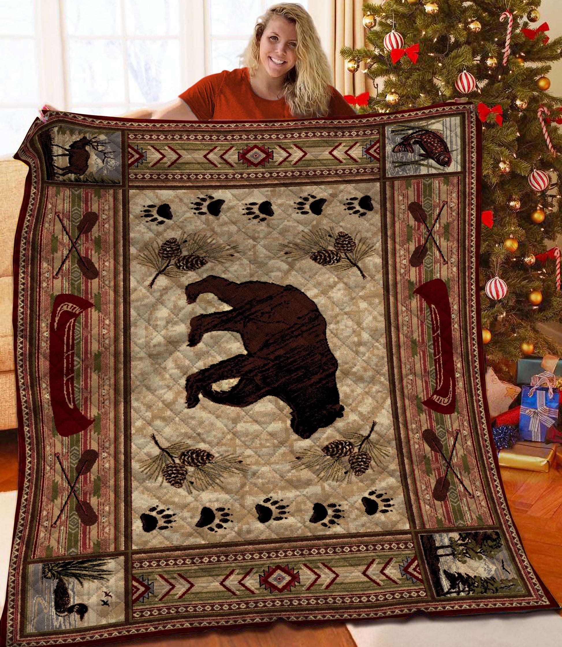 litzzy Bear Fleece Blanket HST25102013 Quilt Blanket   