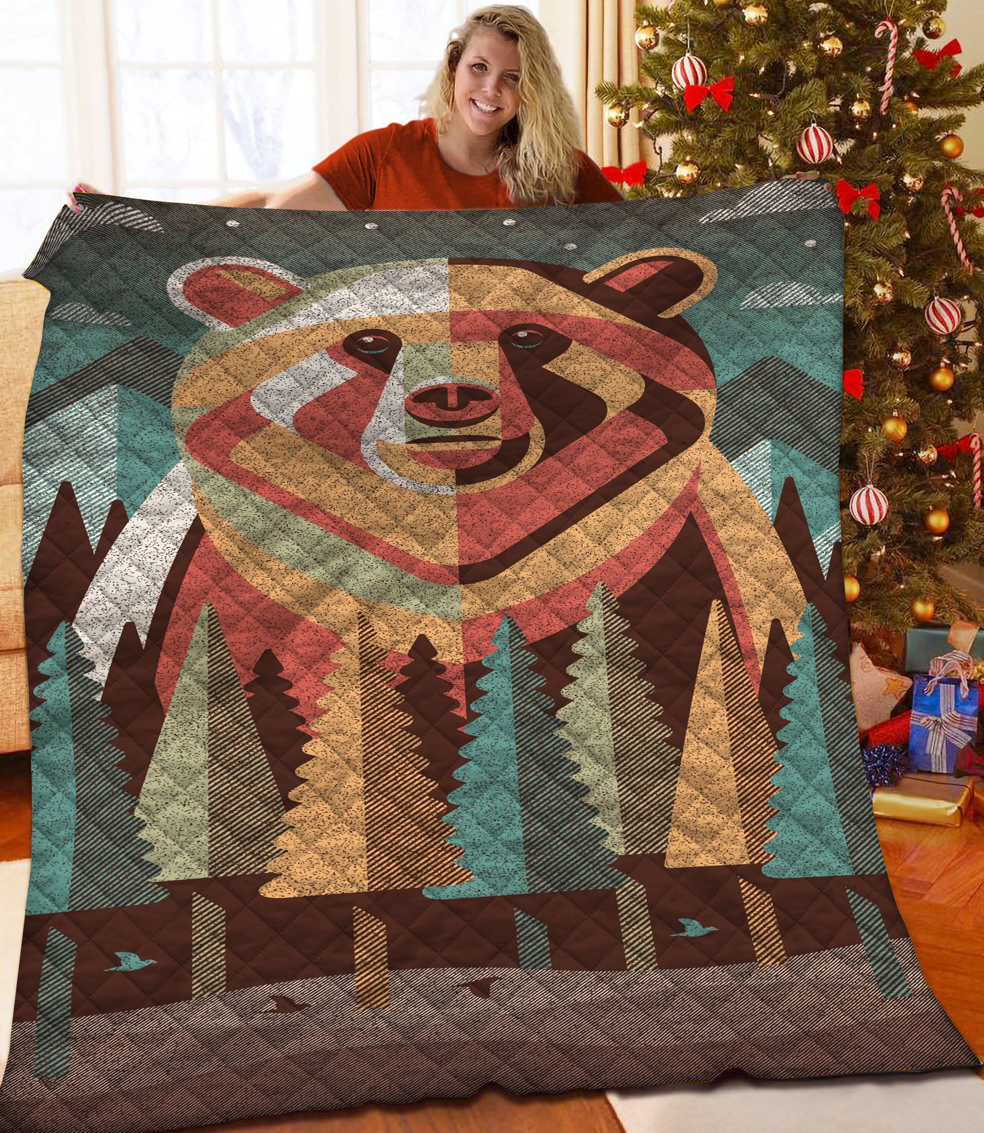 litzzy Bear Fleece Blanket HST25102014 Quilt Blanket   