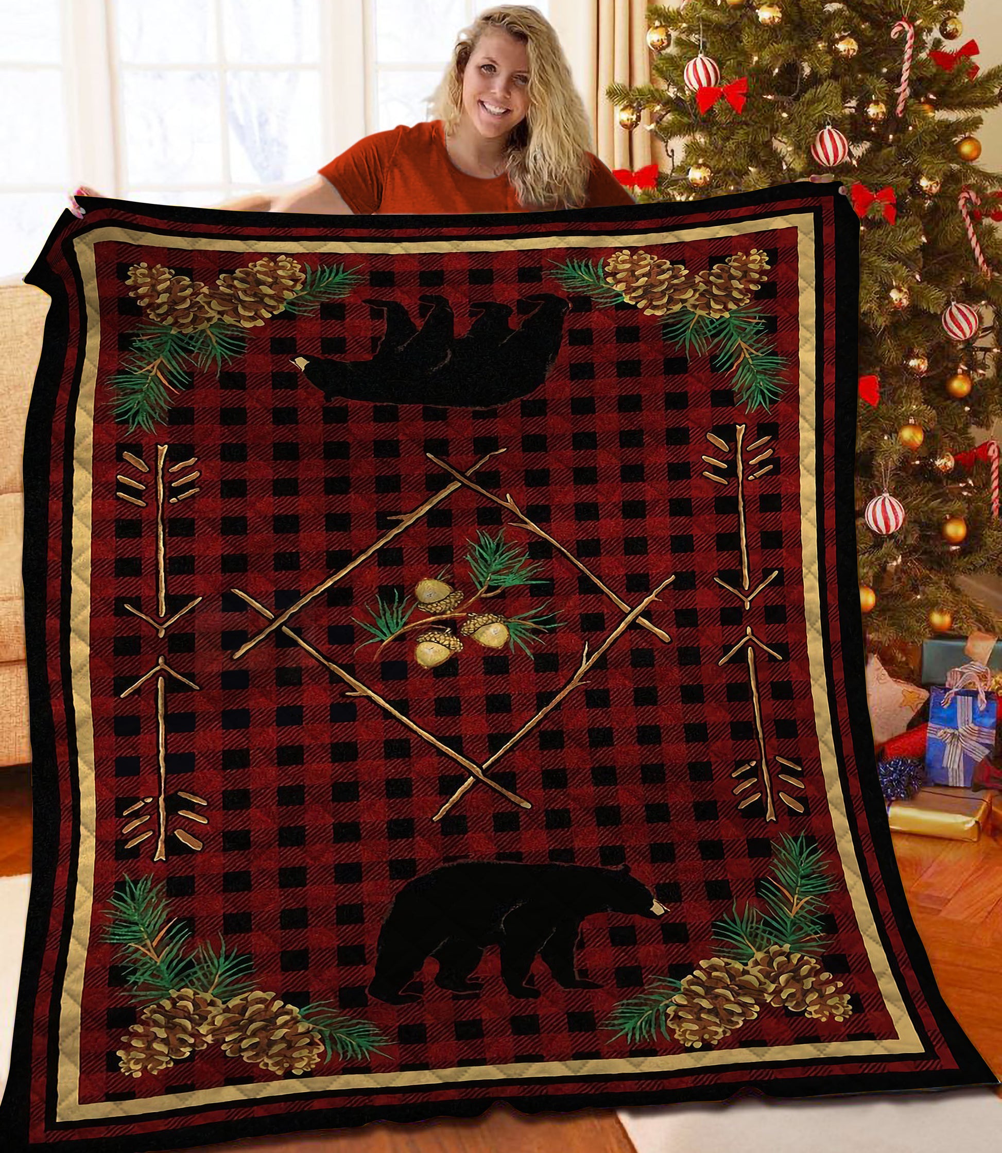 litzzy Bear Fleece Blanket HST25102016 Quilt Blanket   