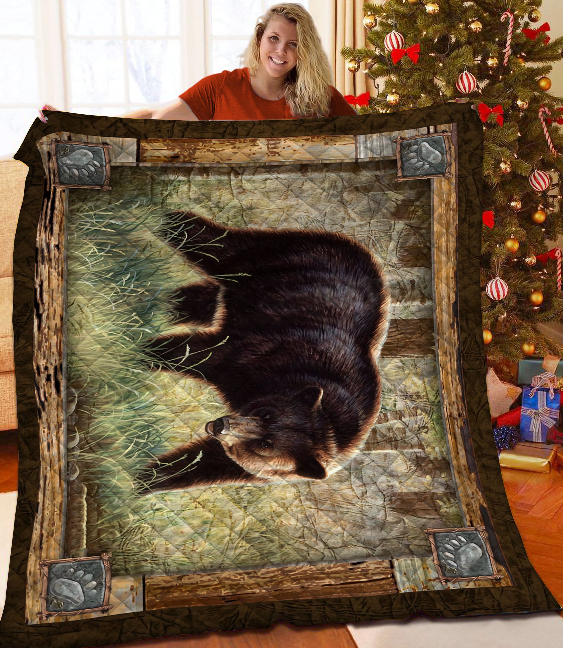 litzzy Bear Fleece Blanket HST25102017 Quilt Blanket   