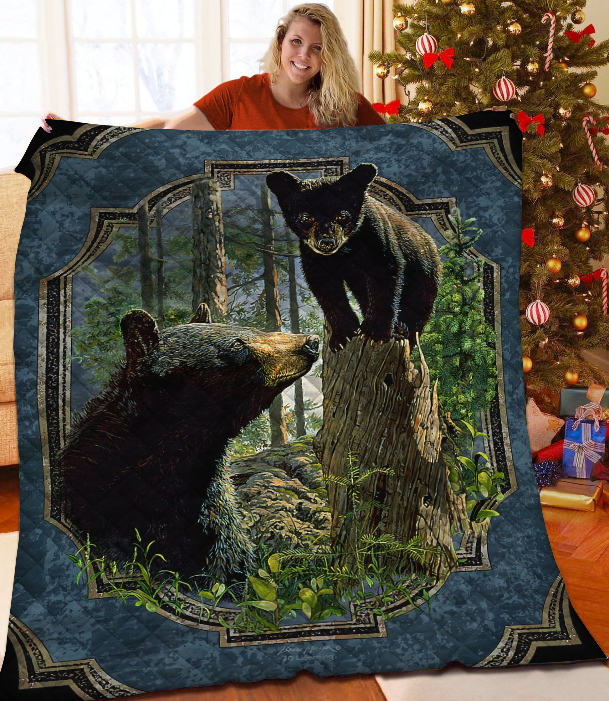 litzzy Bear Fleece Blanket HST25102018 Quilt Blanket   