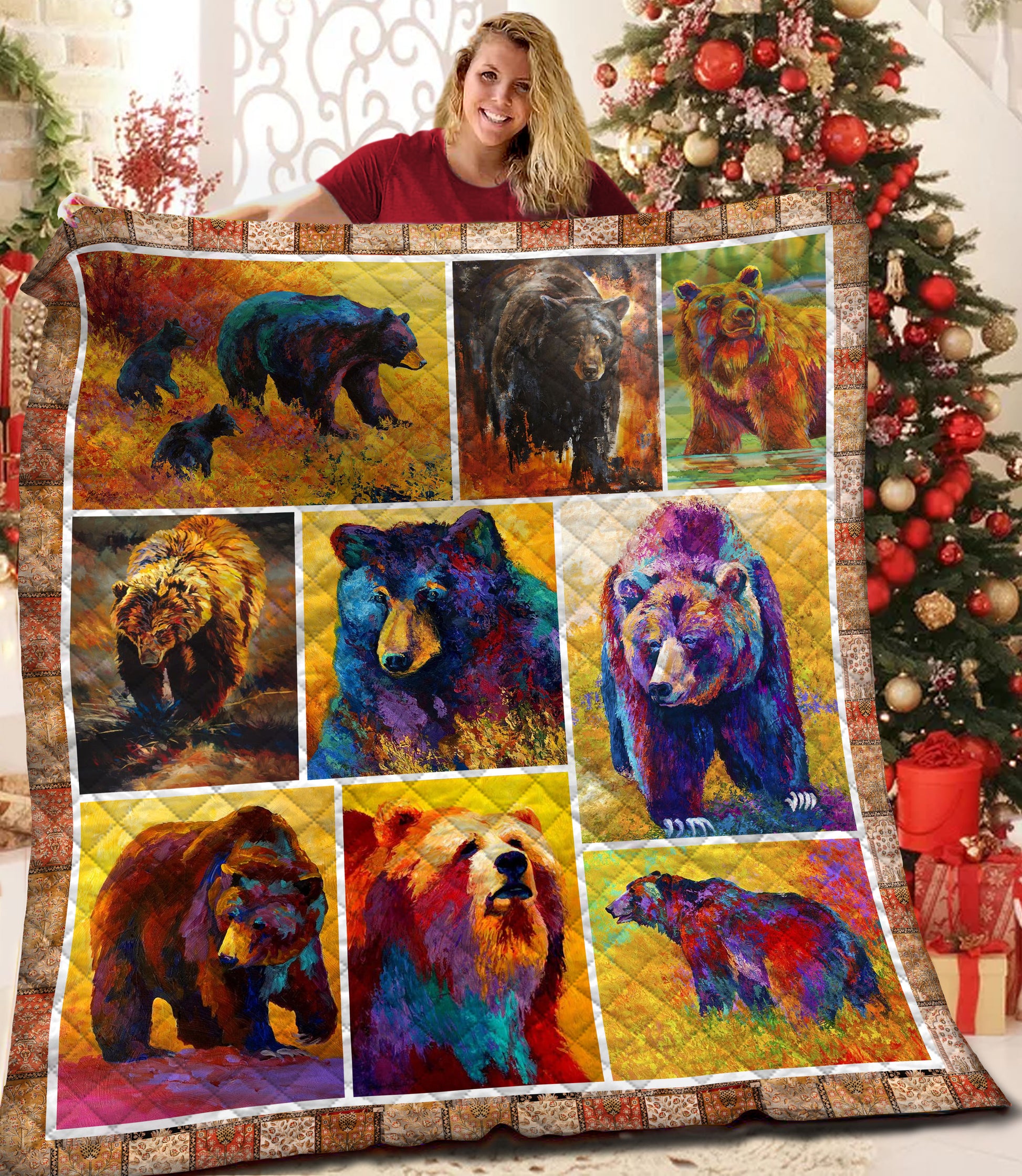 litzzy Bear Fleece Blanket HST25108005 Quilt Blanket   