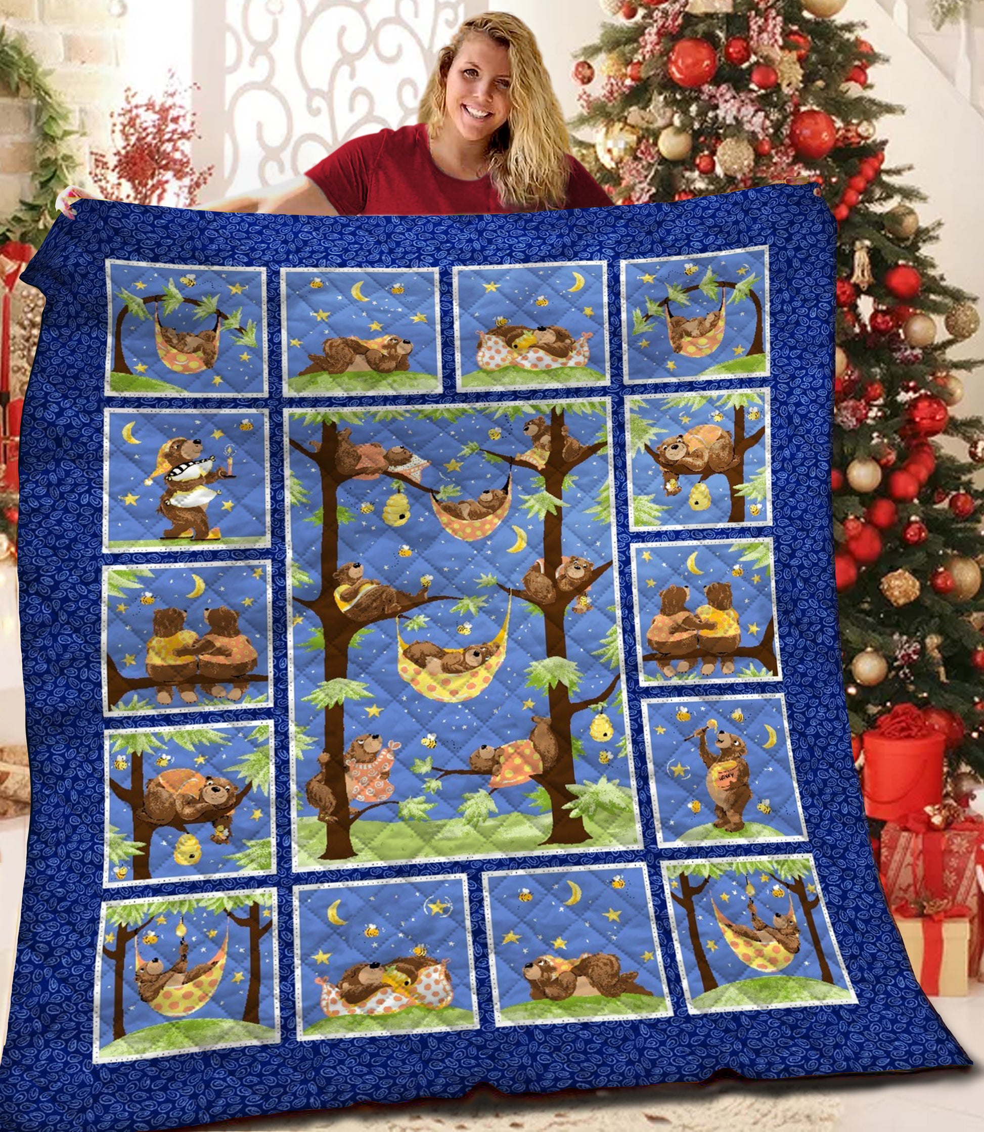 litzzy Bear Fleece Blanket SHQ261048DT Quilt Blanket   