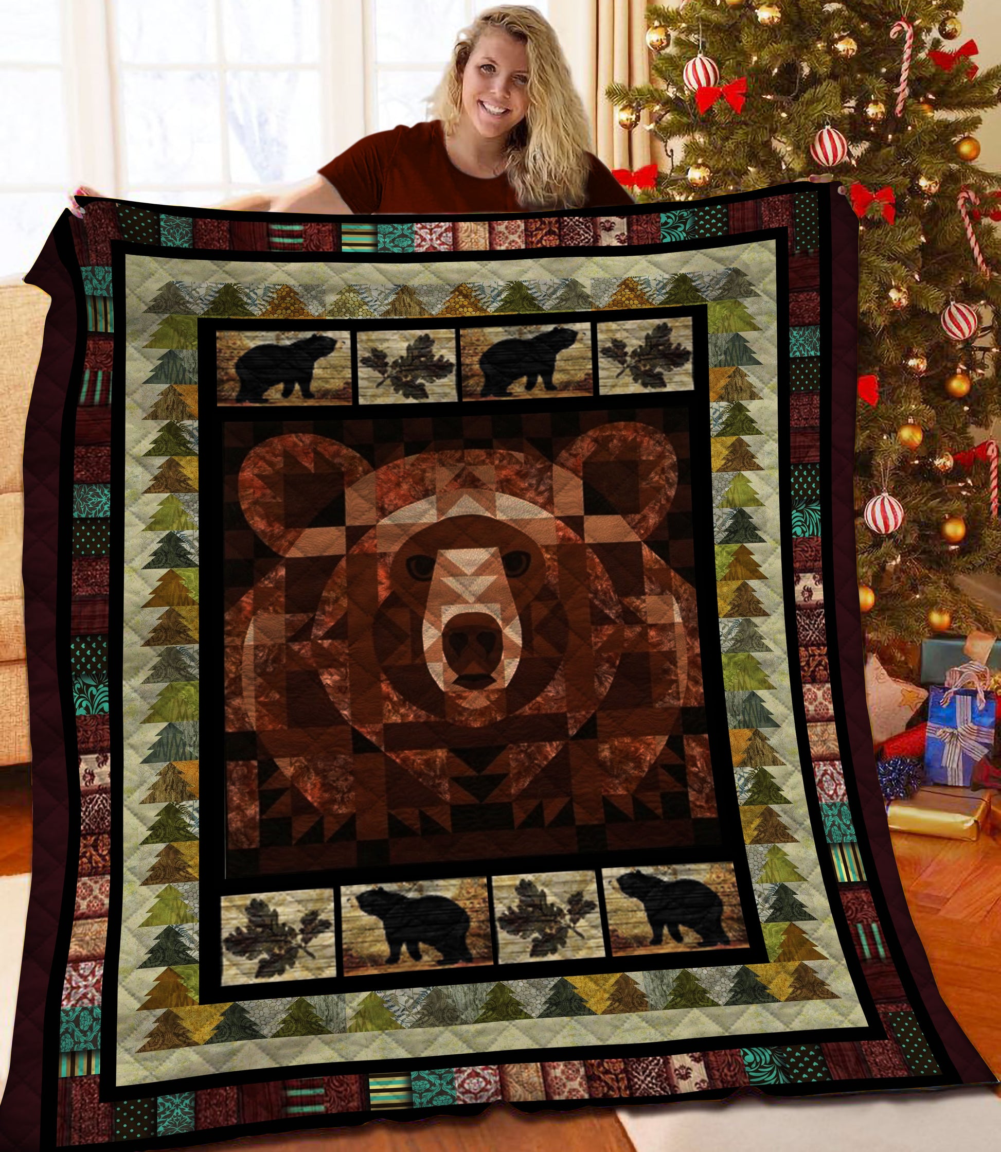 litzzy Bear HQT140102 Fleece Blanket Quilt Blanket   