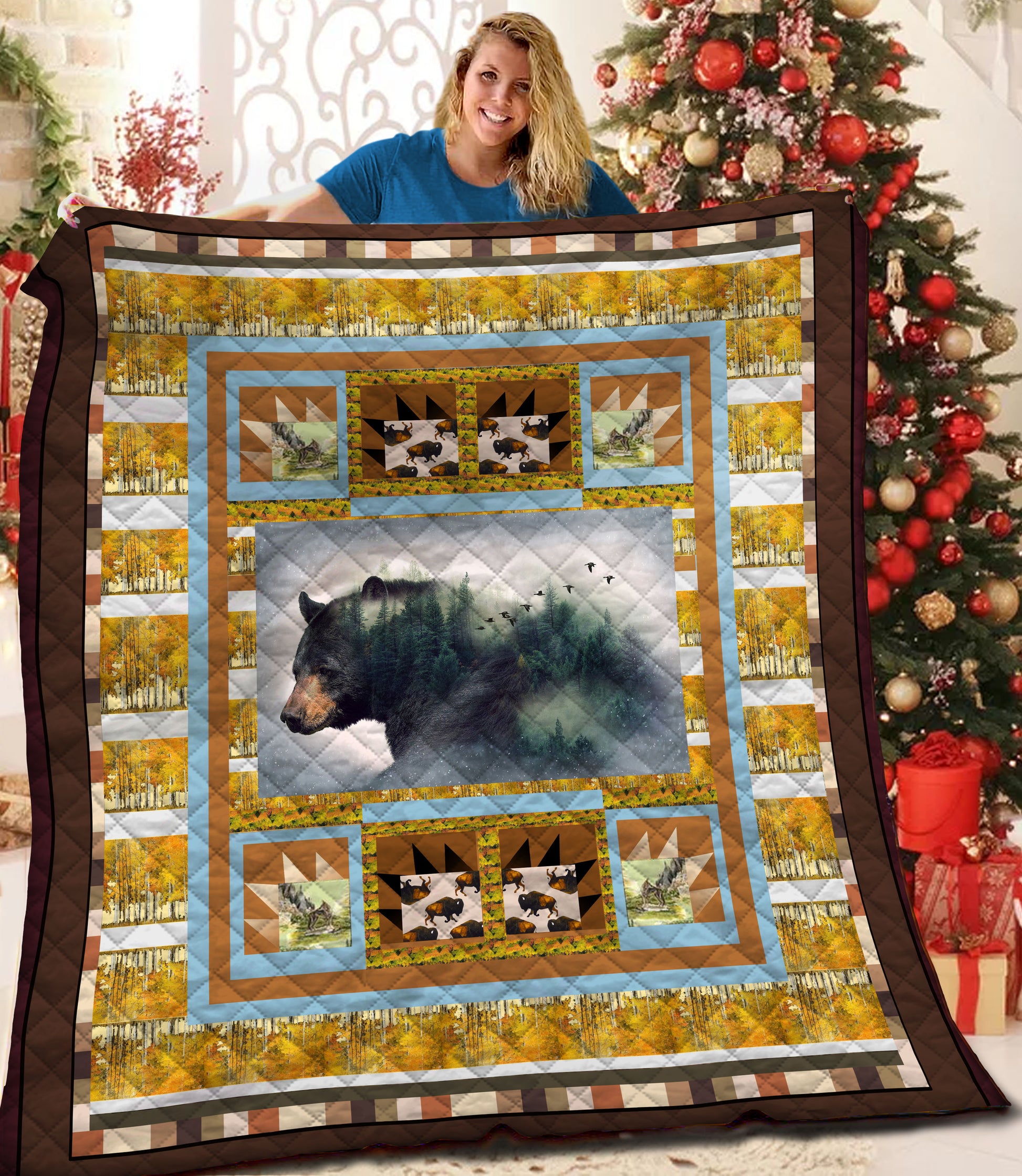 litzzy Bear HQT1610426 Fleece Blanket Quilt Blanket   