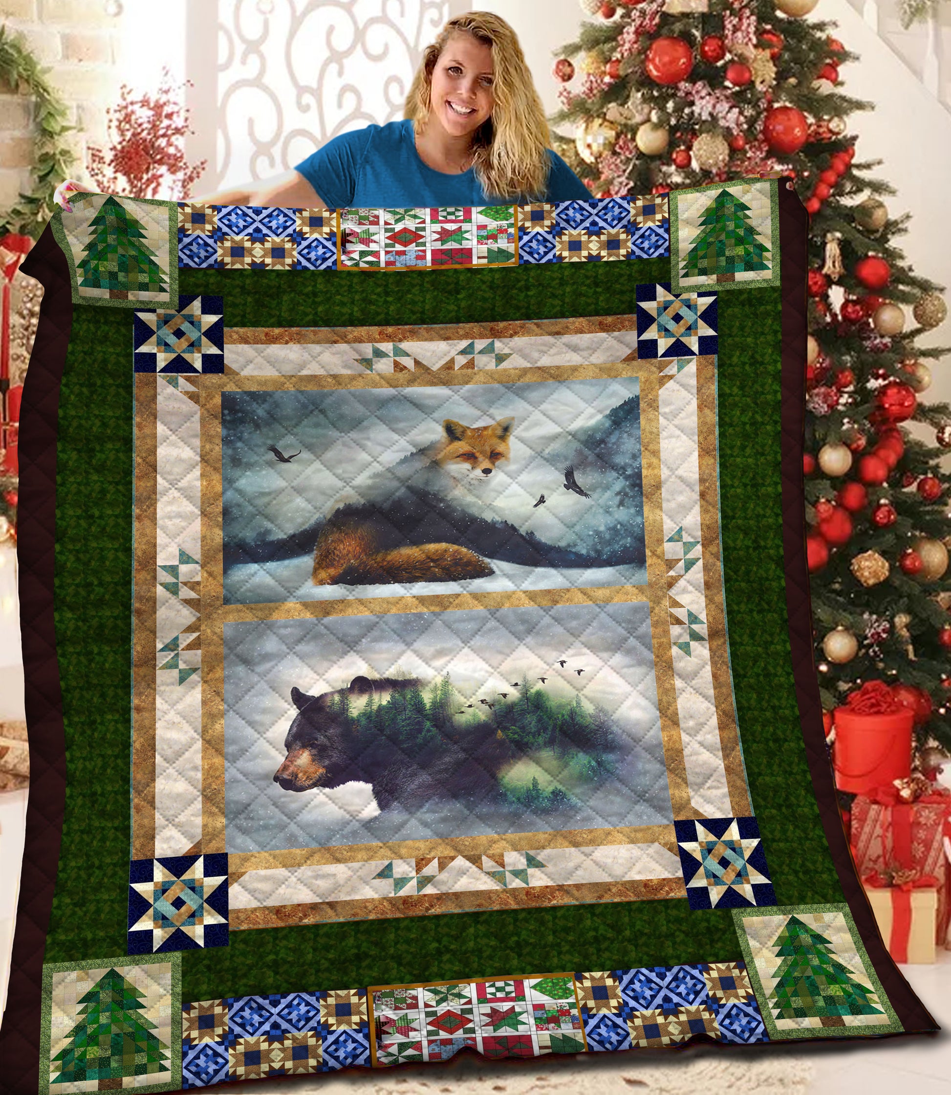 litzzy Bear HQT1610427 Fleece Blanket Quilt Blanket   