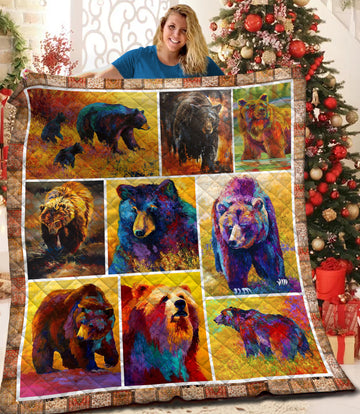 litzzy Bear HQT1610433 Fleece Blanket Quilt Blanket   