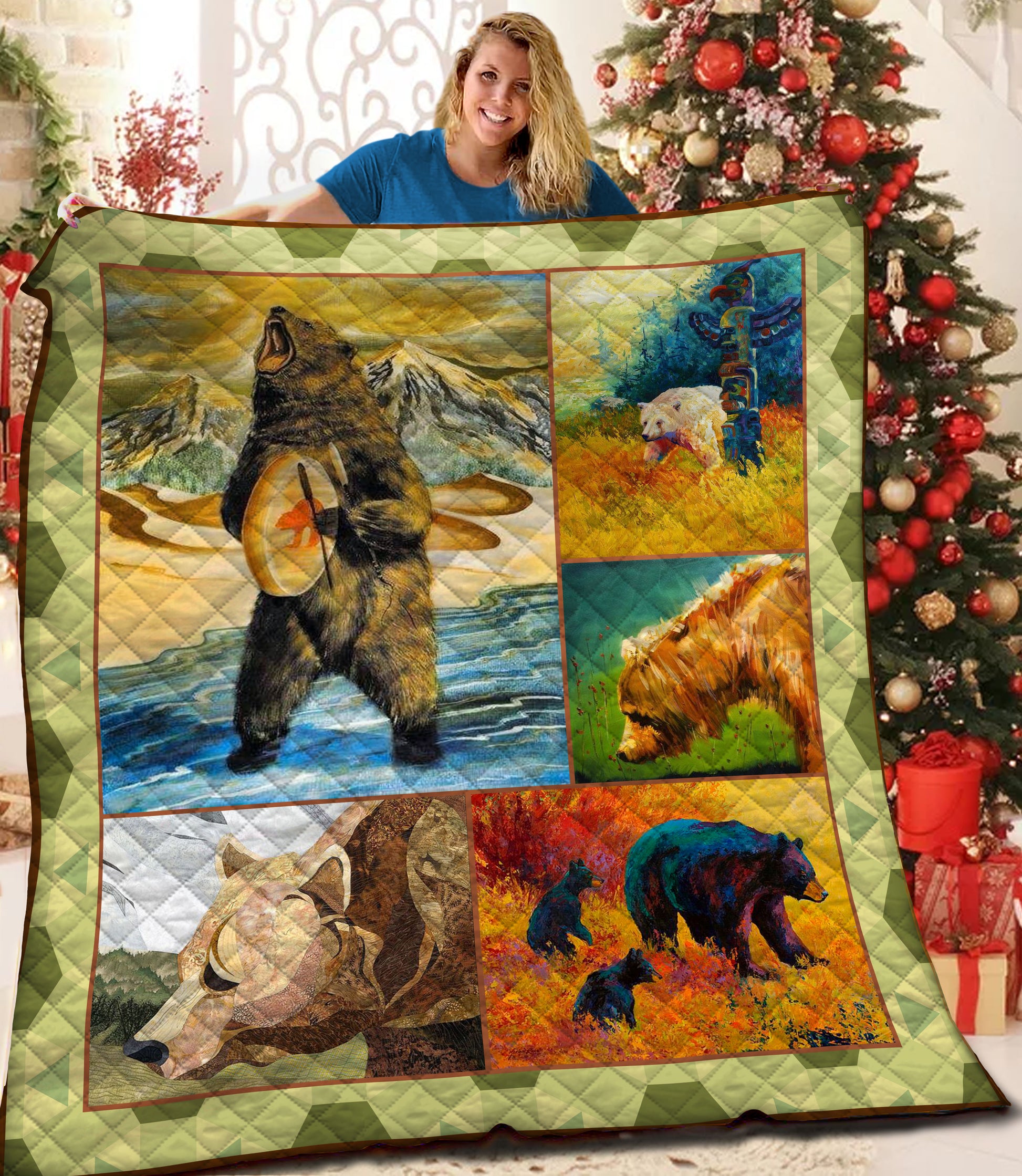 litzzy Bear HQT1610434 Fleece Blanket Quilt Blanket   