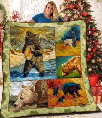 litzzy Bear HQT1610434 Fleece Blanket Quilt Blanket   
