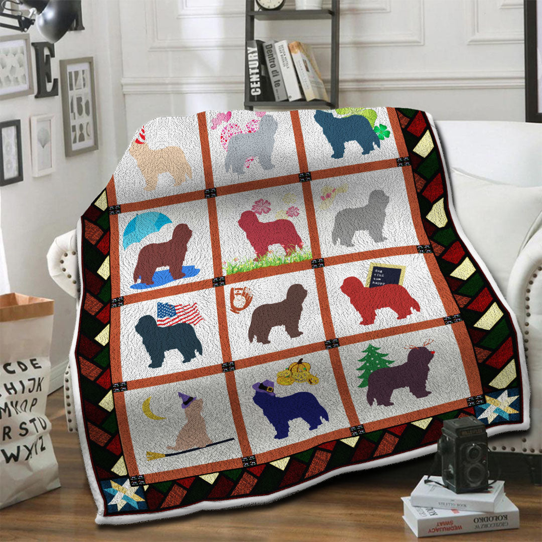 litzzy Bearded Collie Fleece Blanket HST1910524 Fleece Blanket   